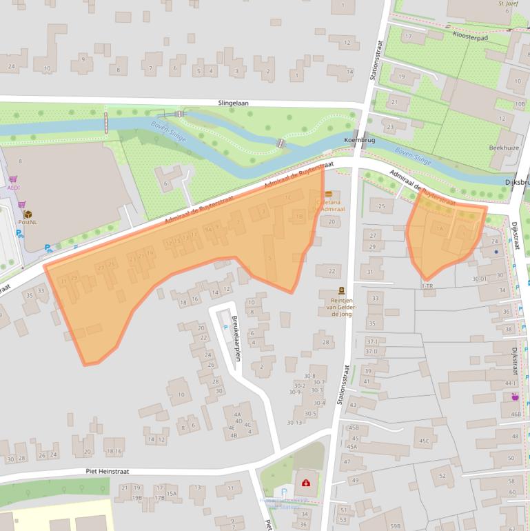 Kaart van postcodegebied 7122WD.