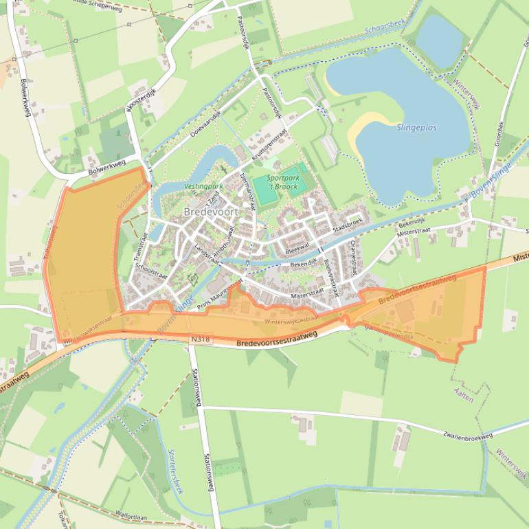 Kaart van postcodegebied 7126AA.