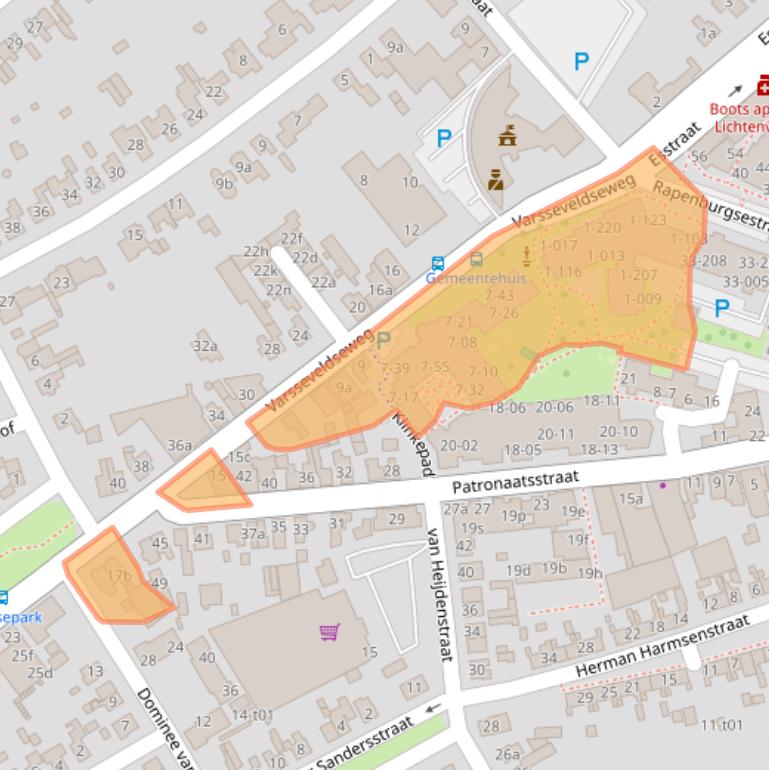 Kaart van postcodegebied 7131BG.