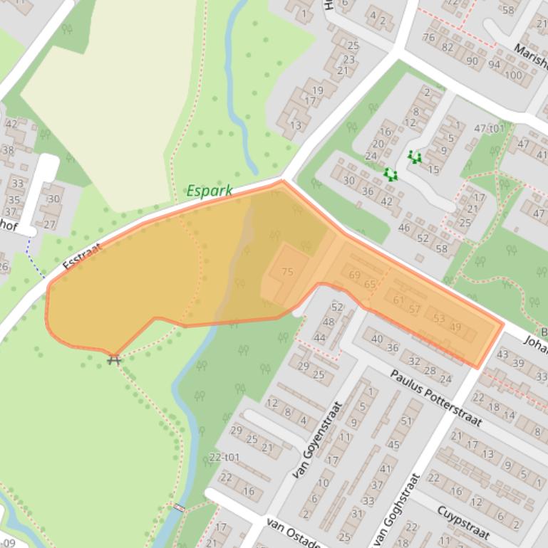 Kaart van postcodegebied 7131TZ.