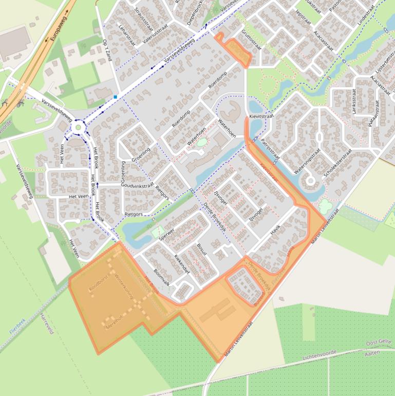 Kaart van postcodegebied 7132DA.