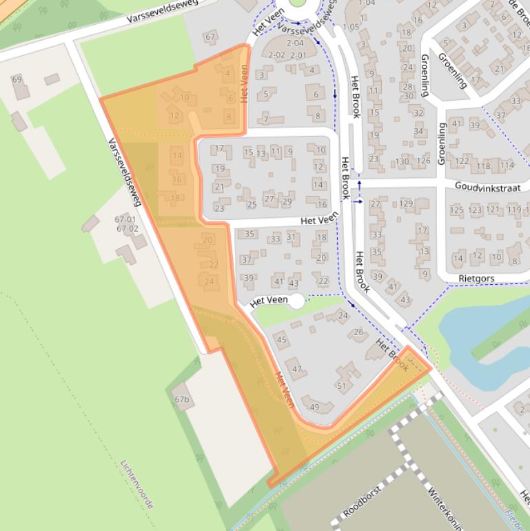 Kaart van postcodegebied 7132EL.