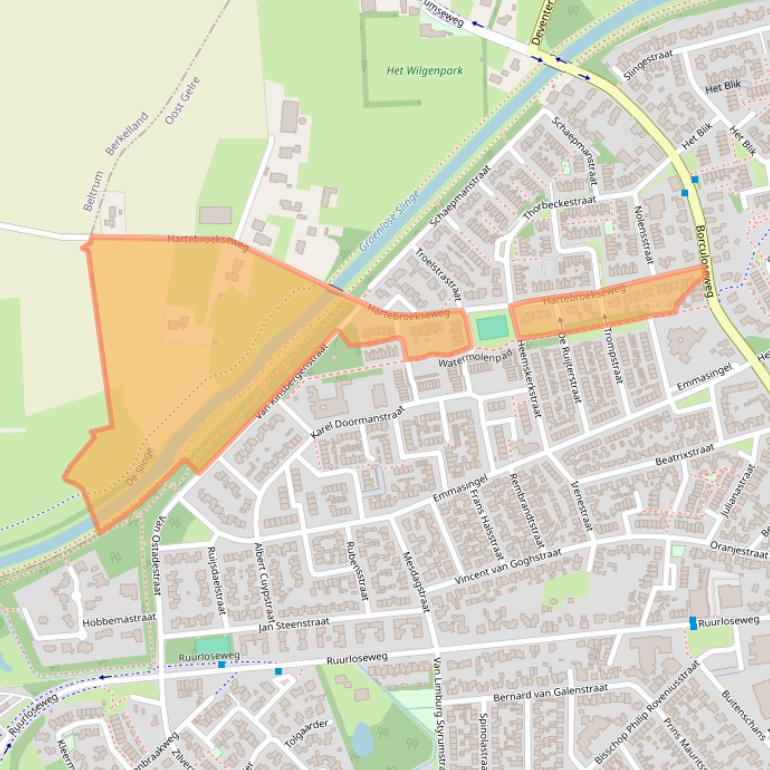 Kaart van postcodegebied 7141VC.