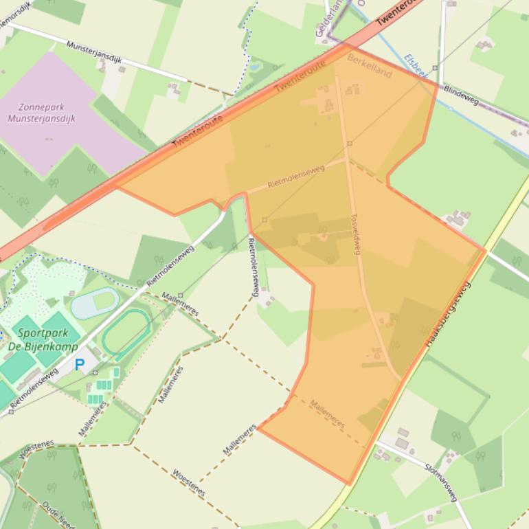 Kaart van postcodegebied 7151MB.