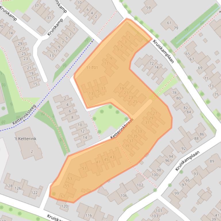Kaart van postcodegebied 7152JC.