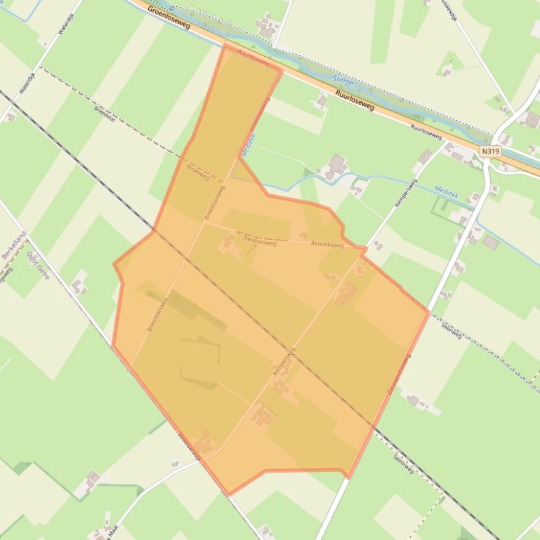 Kaart van postcodegebied 7156RB.