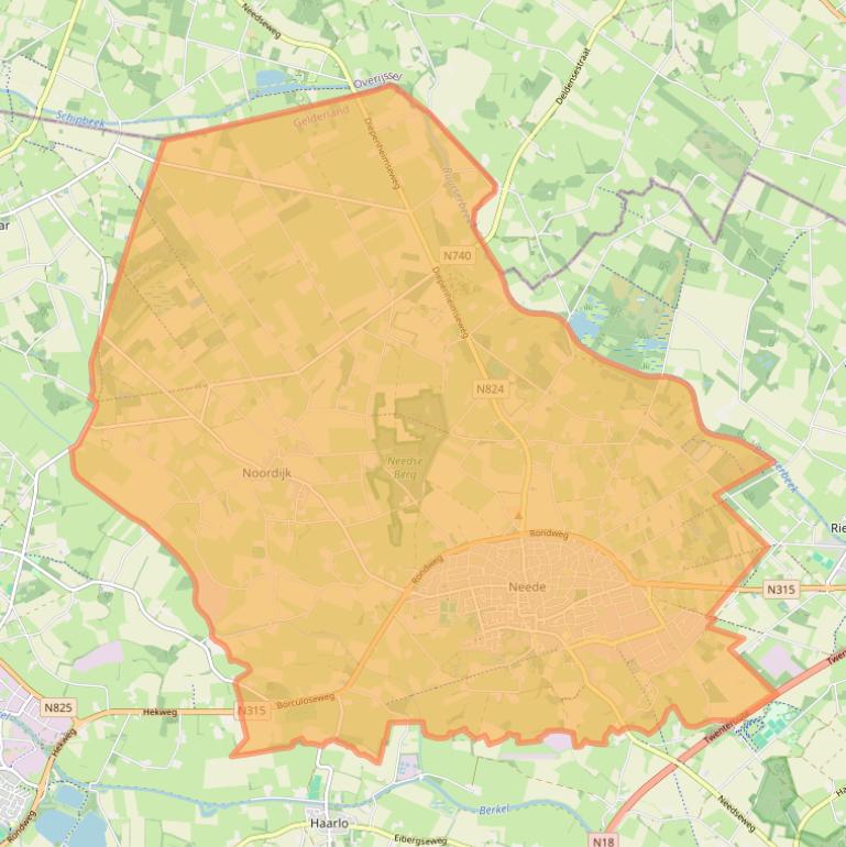 Kaart van postcodegebied 7161.