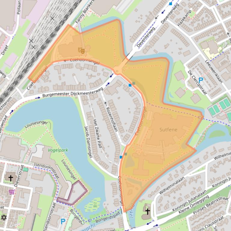 Kaart van postcodegebied 7201AA.