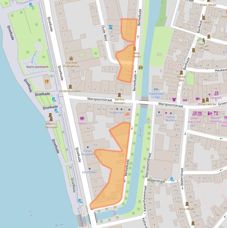 Kaart van postcodegebied 7201JE.