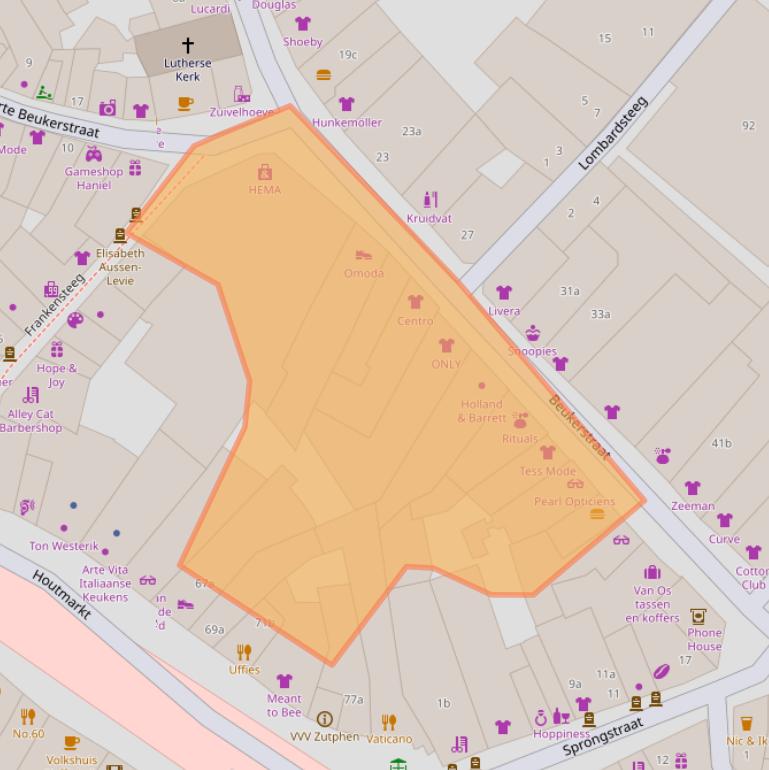 Kaart van postcodegebied 7201LE.