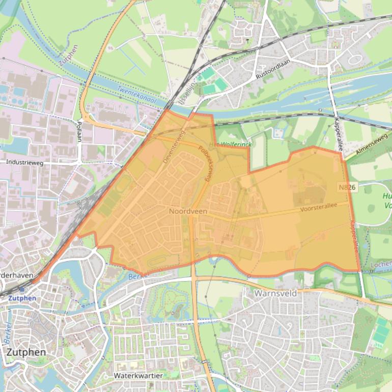 Kaart van postcodegebied 7203.
