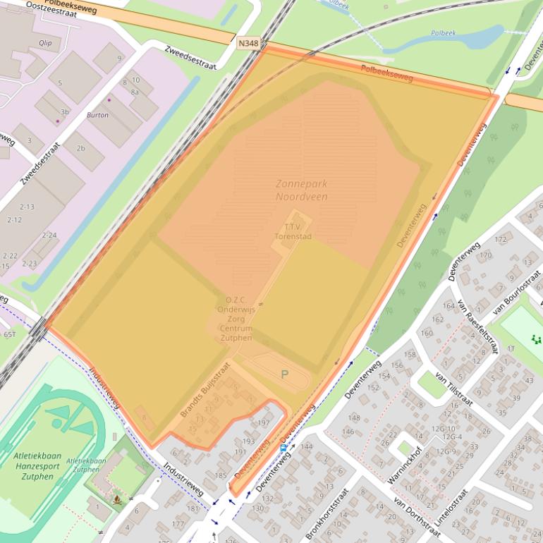 Kaart van postcodegebied 7203AC.