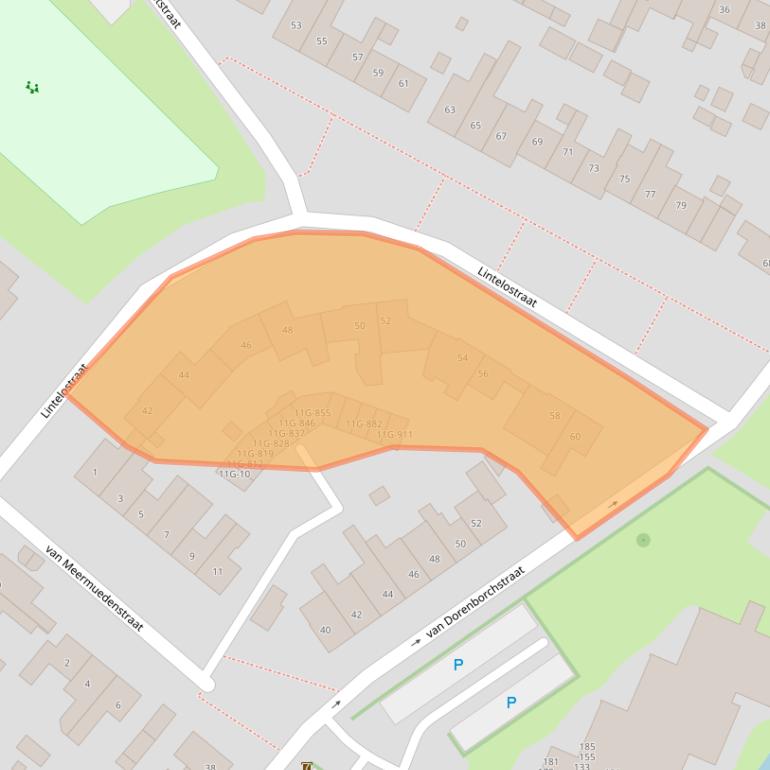 Kaart van postcodegebied 7203CX.