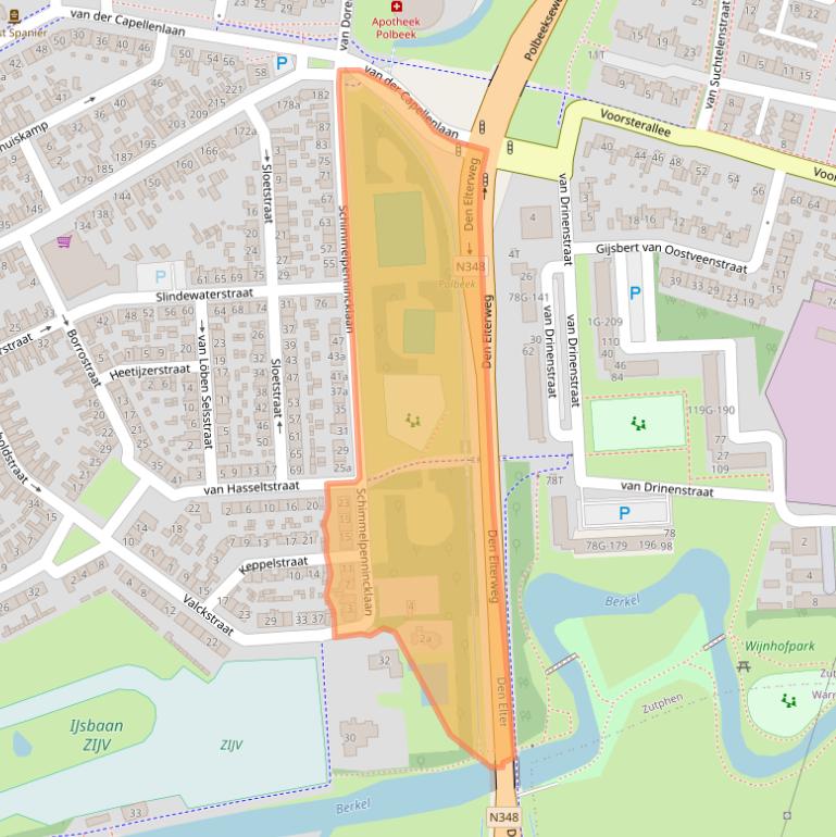 Kaart van postcodegebied 7203EV.