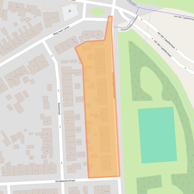 Kaart van postcodegebied 7203EX.