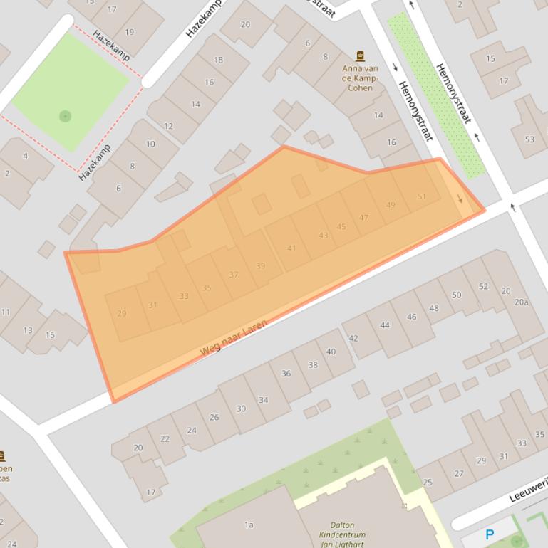 Kaart van postcodegebied 7203HE.