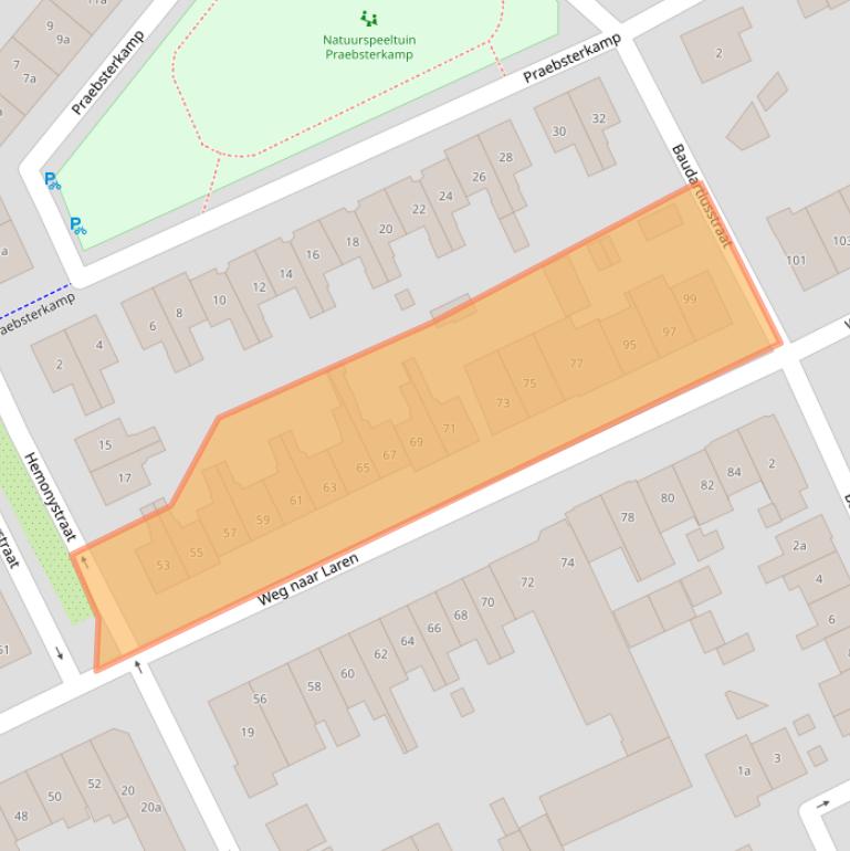 Kaart van postcodegebied 7203HG.