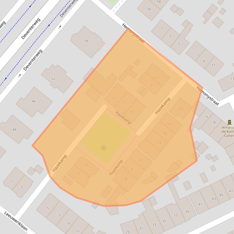 Kaart van postcodegebied 7203JA.