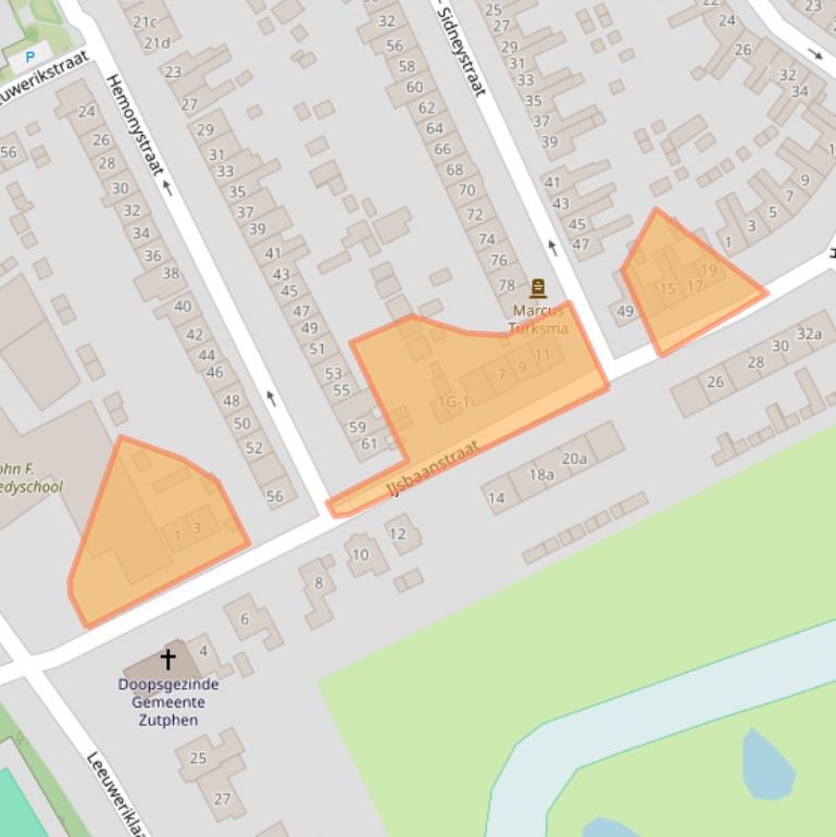 Kaart van postcodegebied 7203JG.