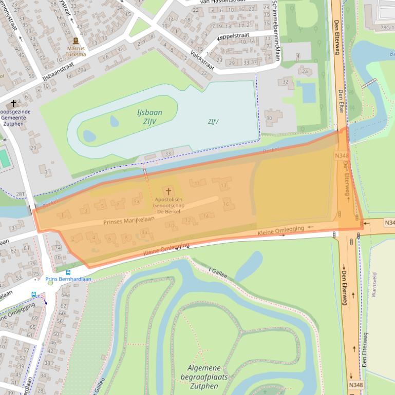 Kaart van postcodegebied 7204AA.