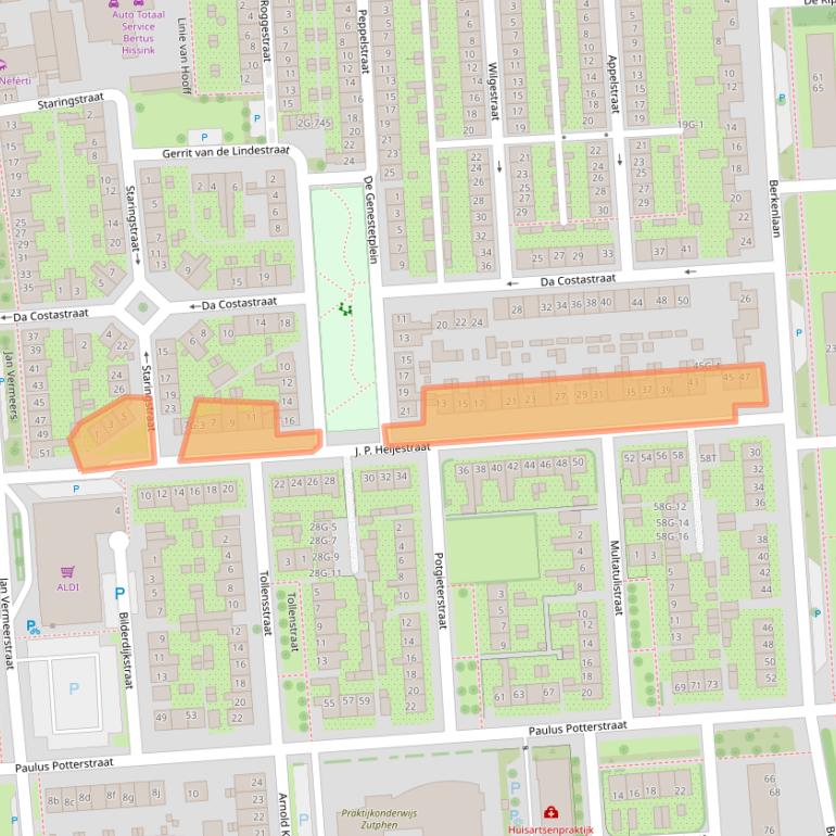 Kaart van postcodegebied 7204DB.