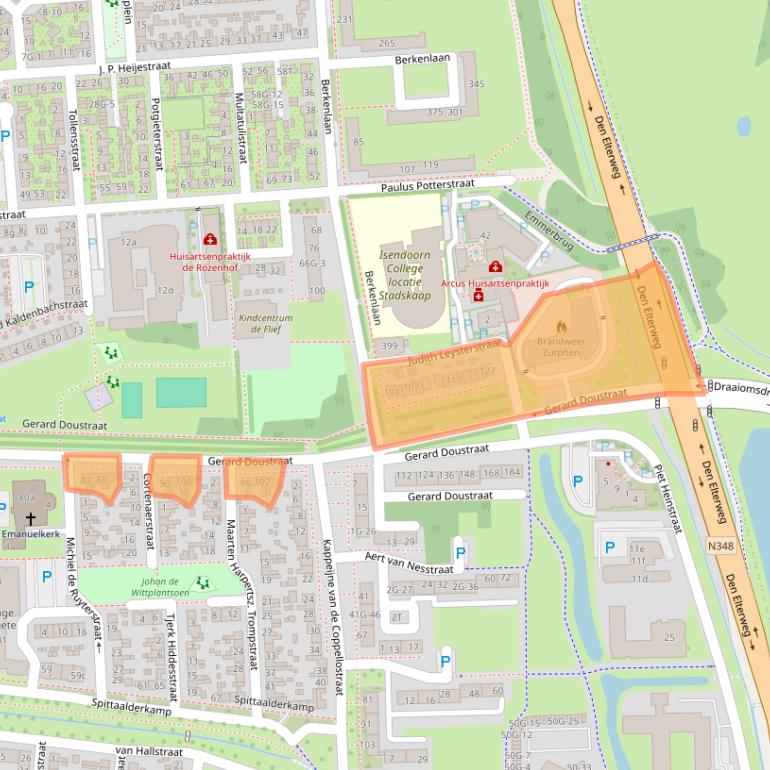 Kaart van postcodegebied 7204EW.