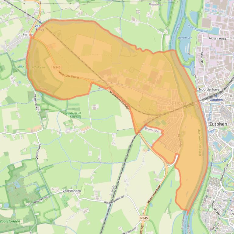 Kaart van postcodegebied 7205.