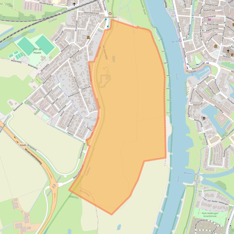 Kaart van postcodegebied 7205AA.