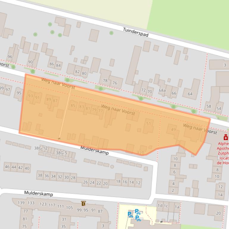 Kaart van postcodegebied 7205CM.