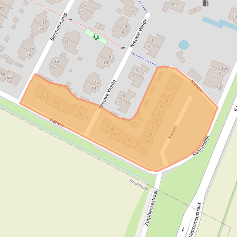 Kaart van postcodegebied 7205GL.