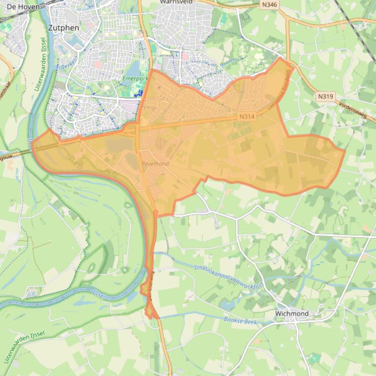 Kaart van postcodegebied 7207.