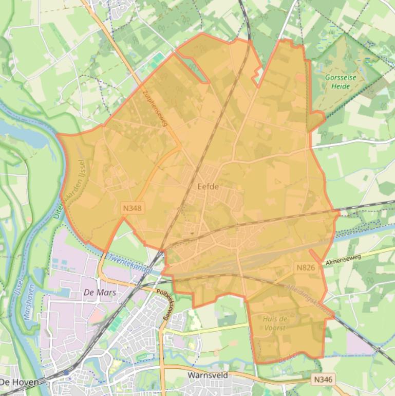 Kaart van postcodegebied 7211.