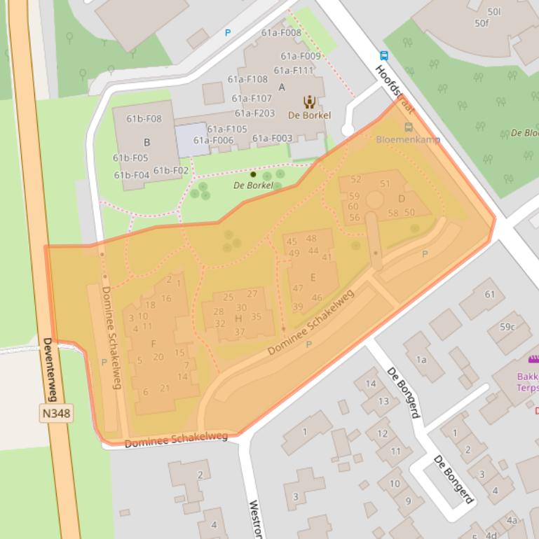 Kaart van postcodegebied 7213JA.