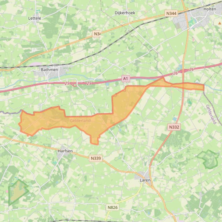 Kaart van postcodegebied 7216.