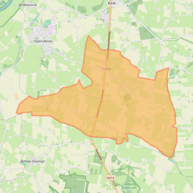 Kaart van postcodegebied 7227.