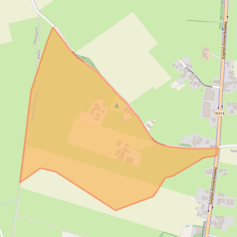 Kaart van postcodegebied 7227DP.