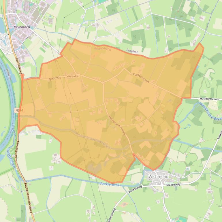 Kaart van postcodegebied 7233.