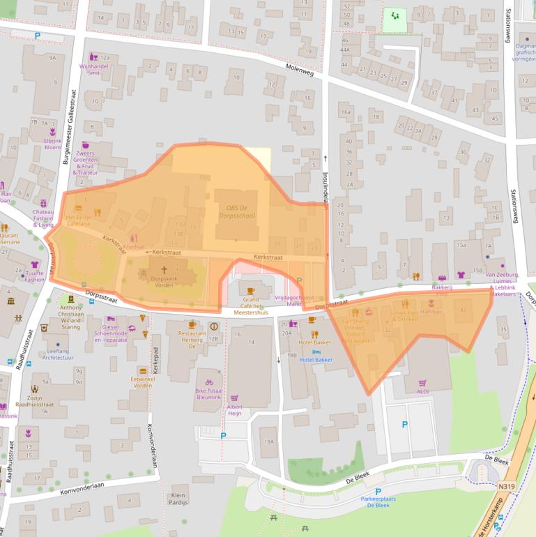 Kaart van postcodegebied 7251BC.