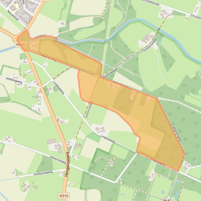 Kaart van postcodegebied 7251NE.