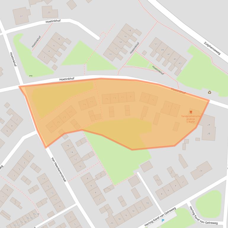 Kaart van postcodegebied 7251XM.
