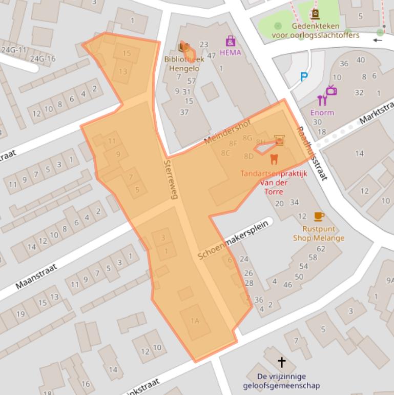 Kaart van postcodegebied 7255BJ.