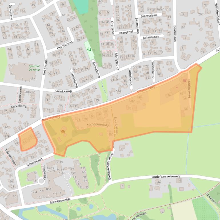 Kaart van postcodegebied 7255DJ.