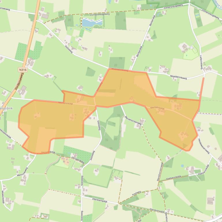 Kaart van postcodegebied 7255LJ.