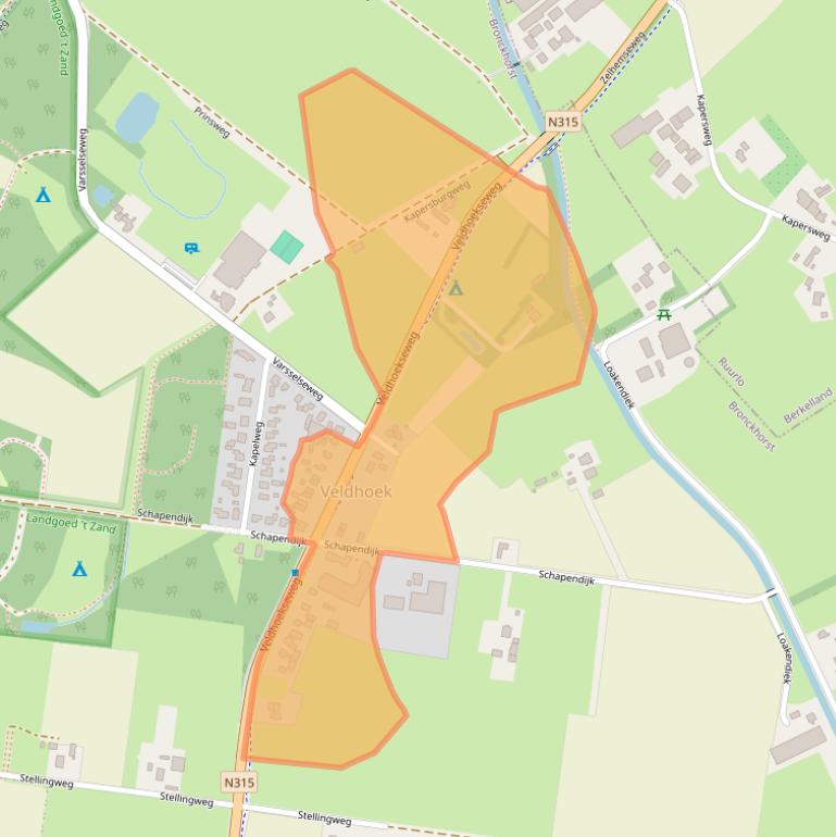 Kaart van postcodegebied 7255NH.