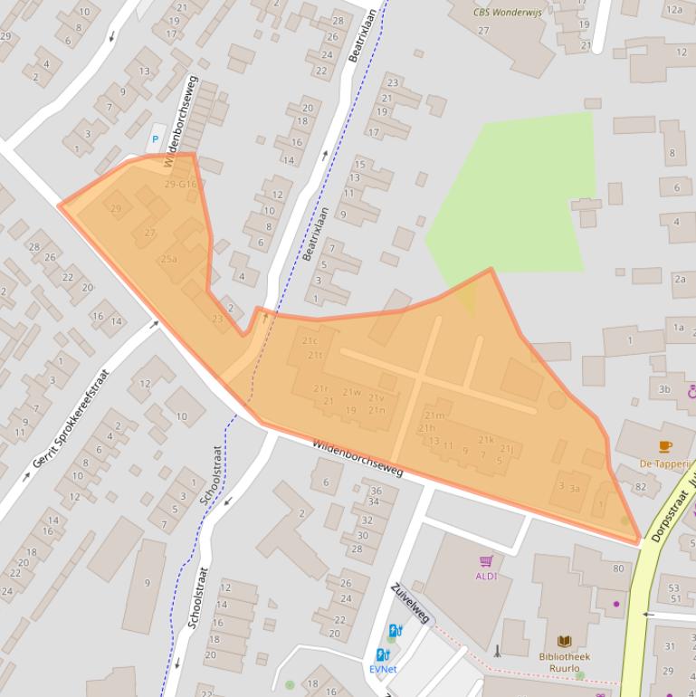 Kaart van postcodegebied 7261WX.