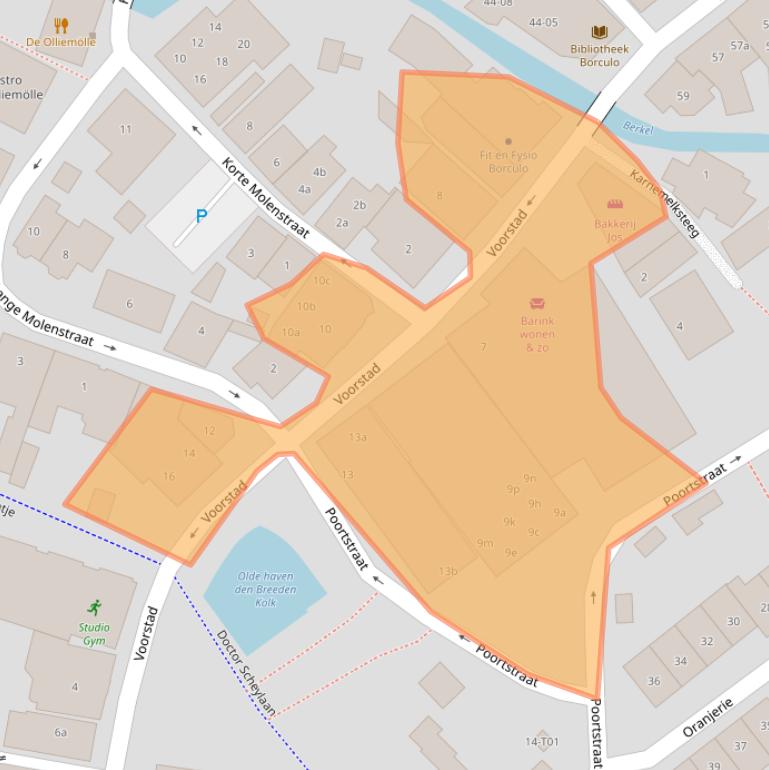 Kaart van postcodegebied 7271BE.