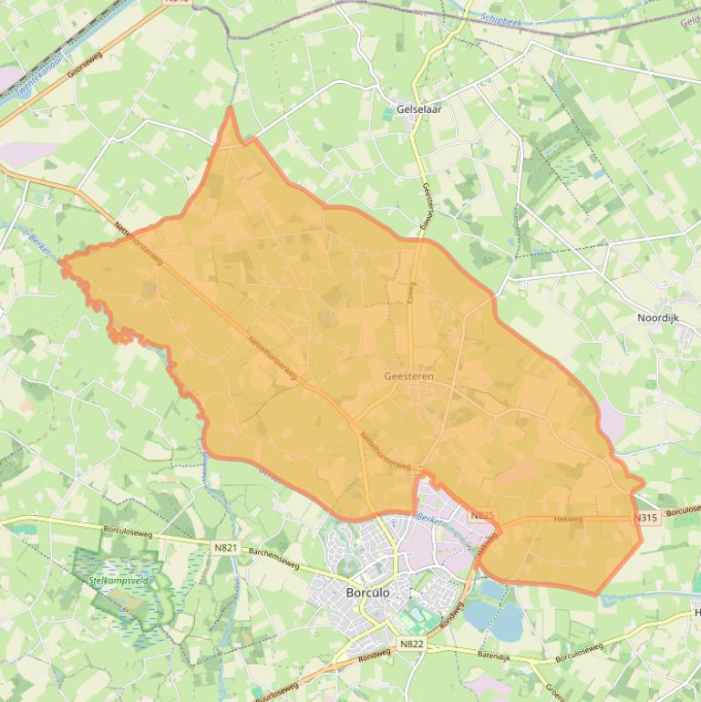 Kaart van postcodegebied 7274.