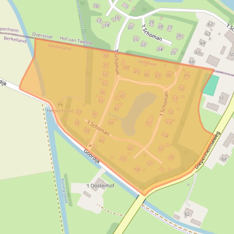 Kaart van postcodegebied 7275AZ.