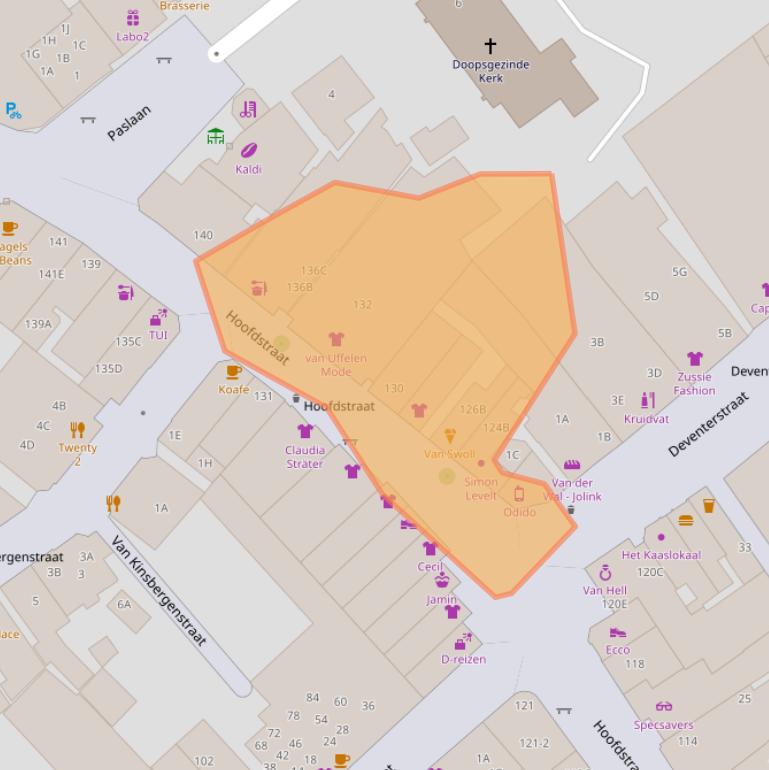 Kaart van postcodegebied 7311BA.