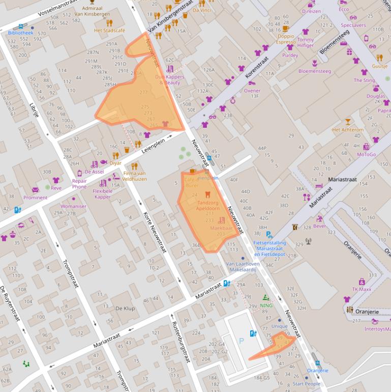 Kaart van postcodegebied 7311BN.